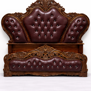 Tempat Tidur Jati Jepara Ukir Mewah Royal Tufted Burgundy Luxury | AKT2TT-004