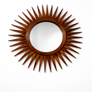 Cermin Dinding Jati Jepara Desain Matahari Sunburst Elegan | AKT4MR-001
