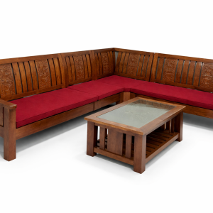 Kursi Tamu Minimalis Kayu Solid Dengan Cushion Merah | BRT6KT-006